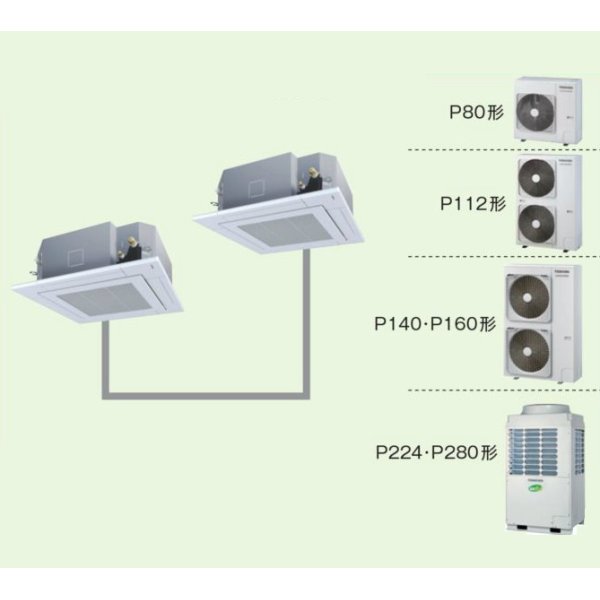 画像1: 大阪・業務用エアコン　東芝　4方向吹出し　同時ツイン　ワイヤードリモコン　一発節電　AUSB16065A　P160（6馬力）　スーパーパワーエコキュープ　三相200V (1)