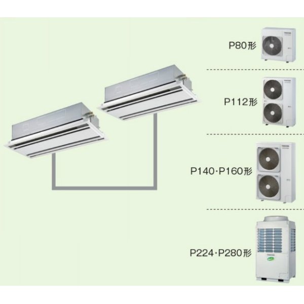 画像1: 大阪・業務用エアコン　東芝　2方向吹出し　同時ツイン　ワイヤードリモコン　一発節電　AWSB14055A　P140（5馬力）　スーパーパワーエコキュープ　三相200V (1)