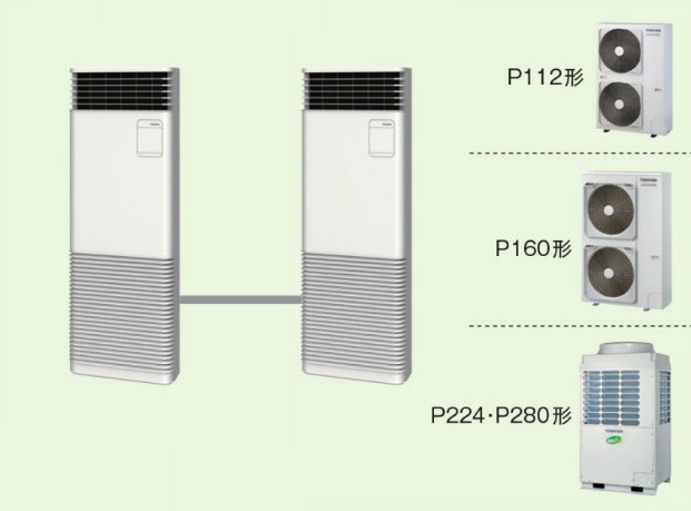 画像1: 大阪・業務用エアコン　東芝　床置き　スタンドタイプ　同時ツイン　AFSB11255B2　P112（4馬力）　スーパーパワーエコキュープ　三相200Ｖ (1)